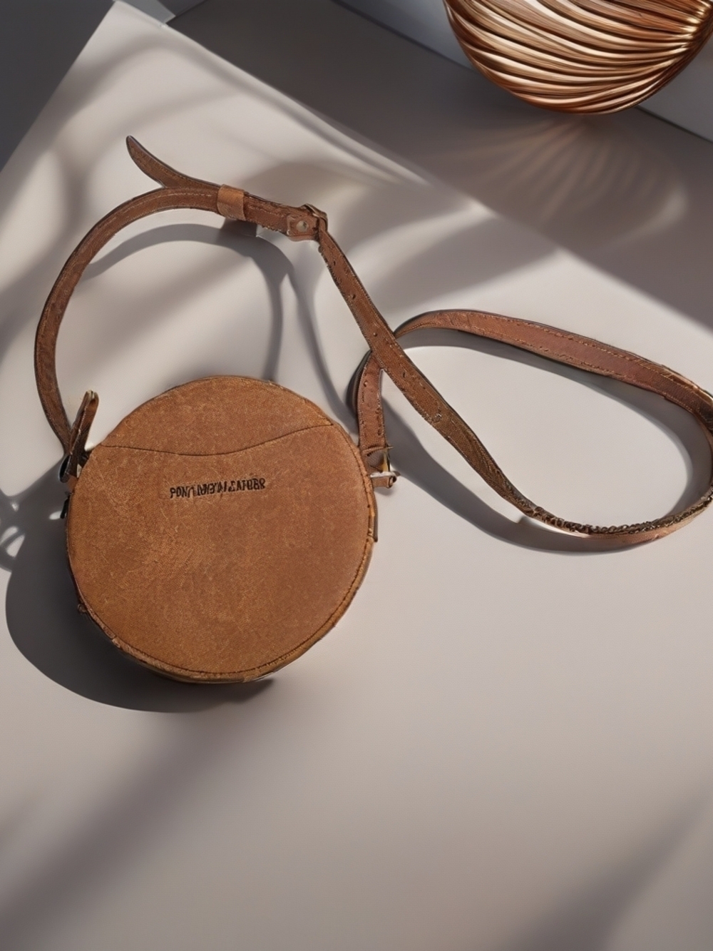 Sold Out Portland Leather Round Crossbody Bag in Tan Brown